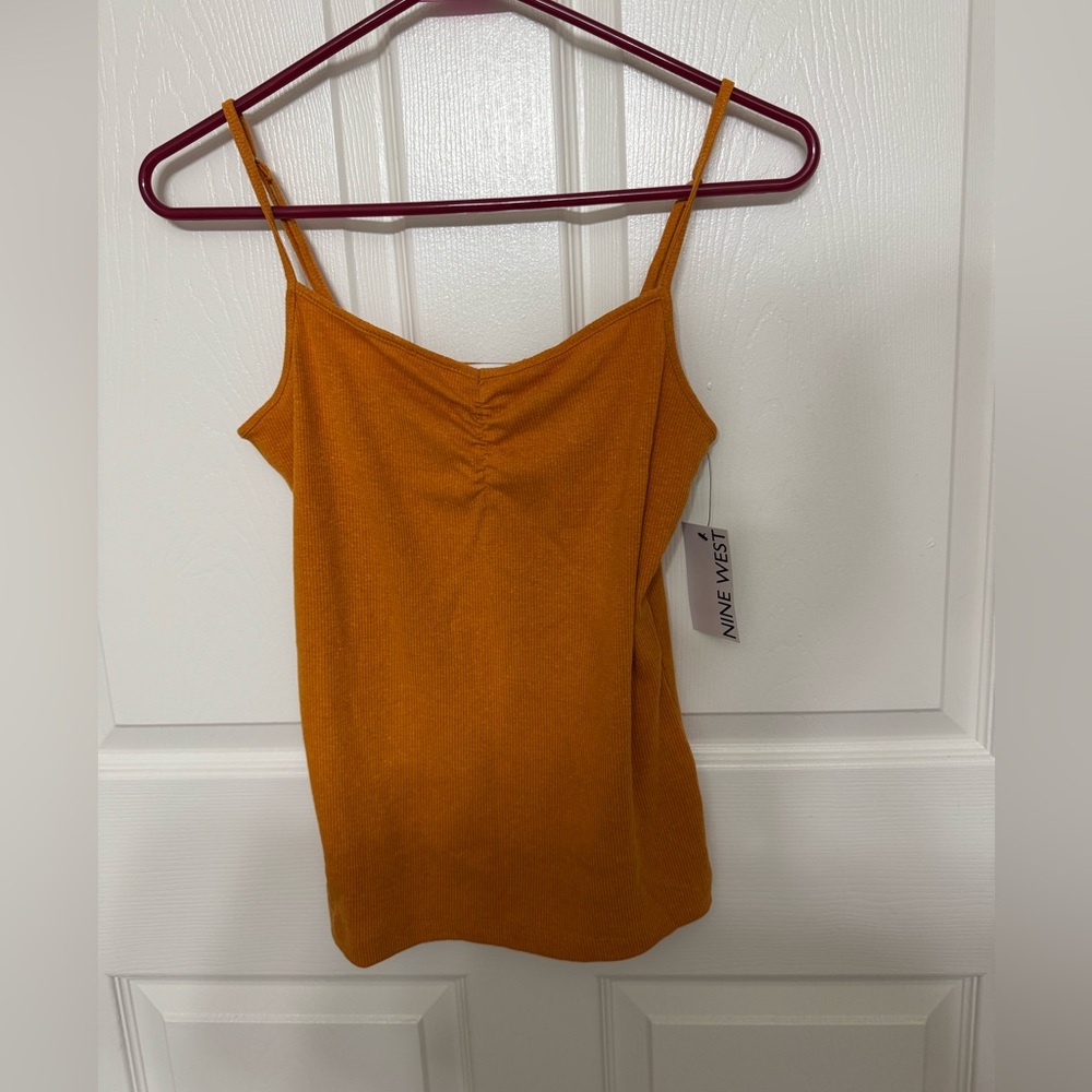 Nine West Orange Fitted Ruched Camisole